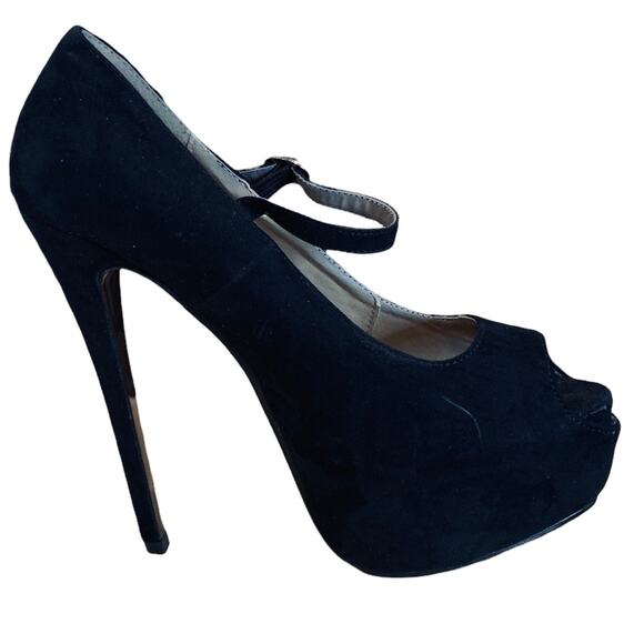 Forever 21 platform stilettos fabric micro suede size 7.5 all man made materials - Picture 5 of 6